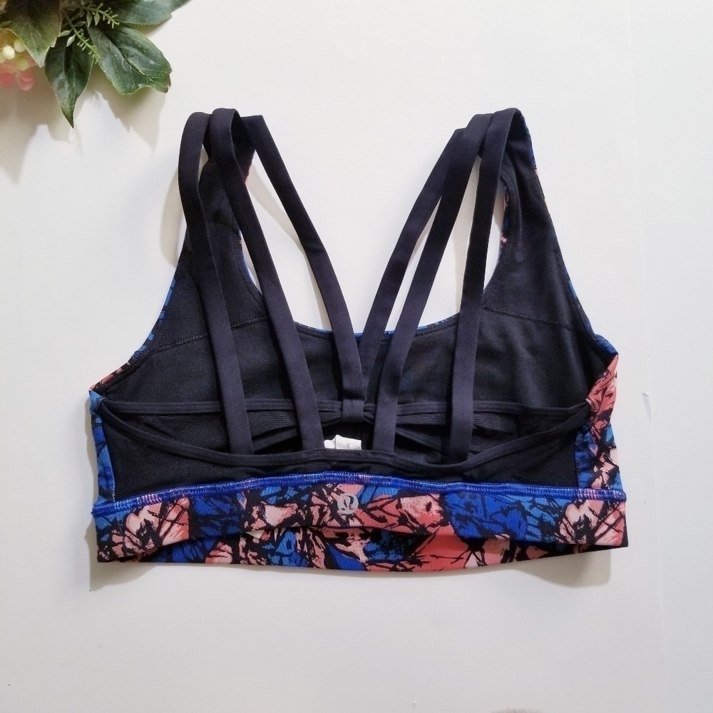 LULULEMON Energy Bra Exhale Yoga Storm Harbor Blue Strappy Athletic Pilates 6 - Picture 2 of 13
